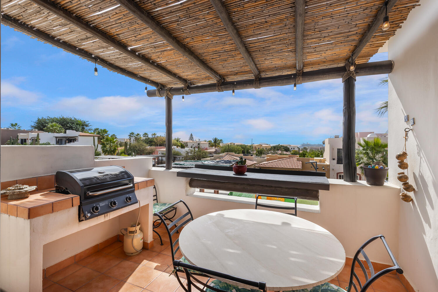 Cabo Luxury Camino Del Mar A unique opportunity to acquire a furnished home with 3 bedrooms, 2 and a ½ baths, 2 car garage, patio, and a rooftop with ocean, mountain and golf course for sale