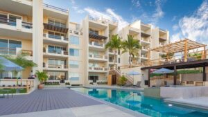 Cabo Luxury Palma Blanca Palma Blanca is a unique condominium development located in the heart of Cabo San Lucas, next to Pedregal de Cabo San Lucas. Couple of minutes walk downtown, this development is set apart from others in the area because it offers luxurious accommodations at an affordable price. Low density with 15 units. 2 of them being 3 BR | 3 BA, laundry room. Including an elevator, common pool and deck. Additionally, Palma Blanca is situated in a prime location that provides residents with stunning – 702 Paseo Las Misiones, San Jose del Cabo, BS