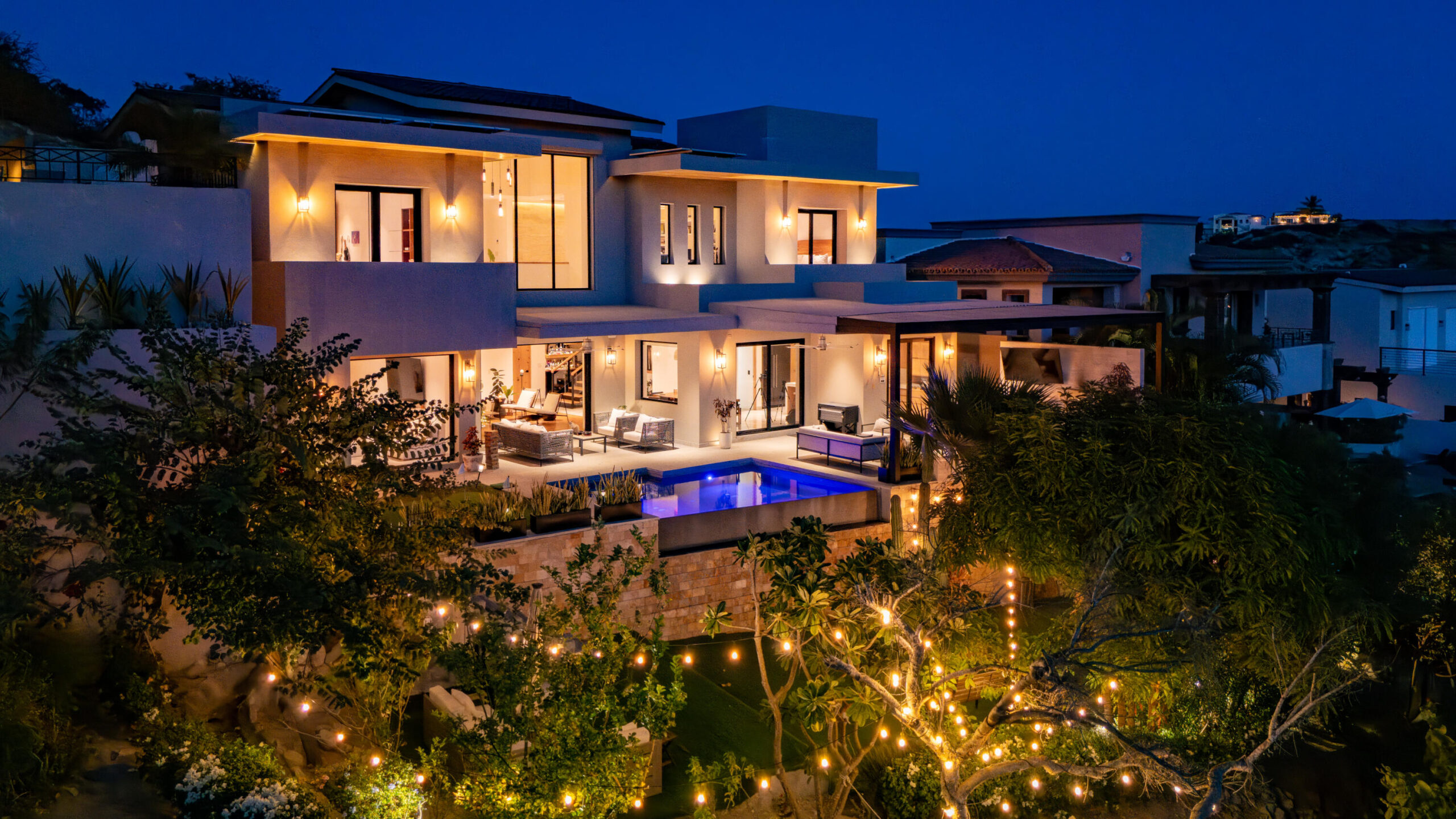 Cabo Luxury Cabo Colorado Discover modern luxury in this exquisitely designed home, built in 2020 and nestled within the exclusive, beachfront, private gated community of Cabo Colorado in San José del Cabo—just 2 miles from Palmilla Beach. Enjoy the convenience of living just steps from a stunning, sandy private beach within the community.With a striking contemporary aesthetic, this residence features gleaming white marble floors, beautifully appointed marble bathrooms, and captivating ocean for sale