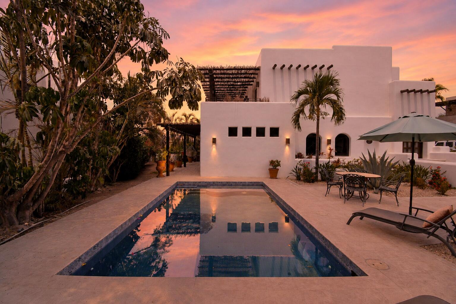 Cabo Luxury Cabo Bello Casa Blue Fin is a rare DUPLEX investment opportunity in the desirable oceanside community of Cabo Bello. This versatile 4-bedroom, 4-bathroom home offers incredible potential for rental income, full-time or multi-generational living, or both. Each level features 2-bedrooms and 2-bathrooms with private entrances in front and back, making it ideal for generating revenue while maintaining personal privacy or hosting extended family and guests.Enjoy beautiful for sale