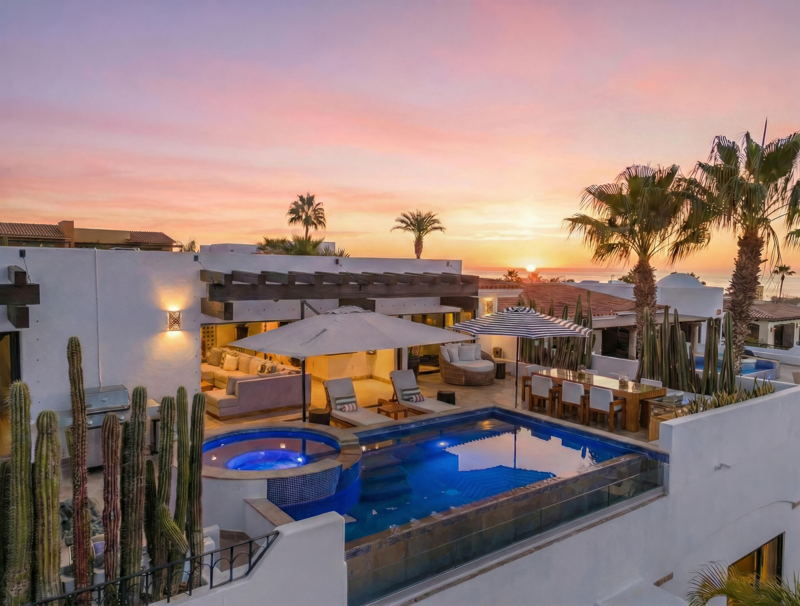 Cabo Luxury Cabo Colorado Discover modern luxury in this exquisitely designed home, built in 2020 and nestled within the exclusive, beachfront, private gated community of Cabo Colorado in San José del Cabo—just 2 miles from Palmilla Beach. Enjoy the convenience of living just steps from a stunning, sandy private beach within the community.With a striking contemporary aesthetic, this residence features gleaming white marble floors, beautifully appointed marble bathrooms, and captivating ocean for sale