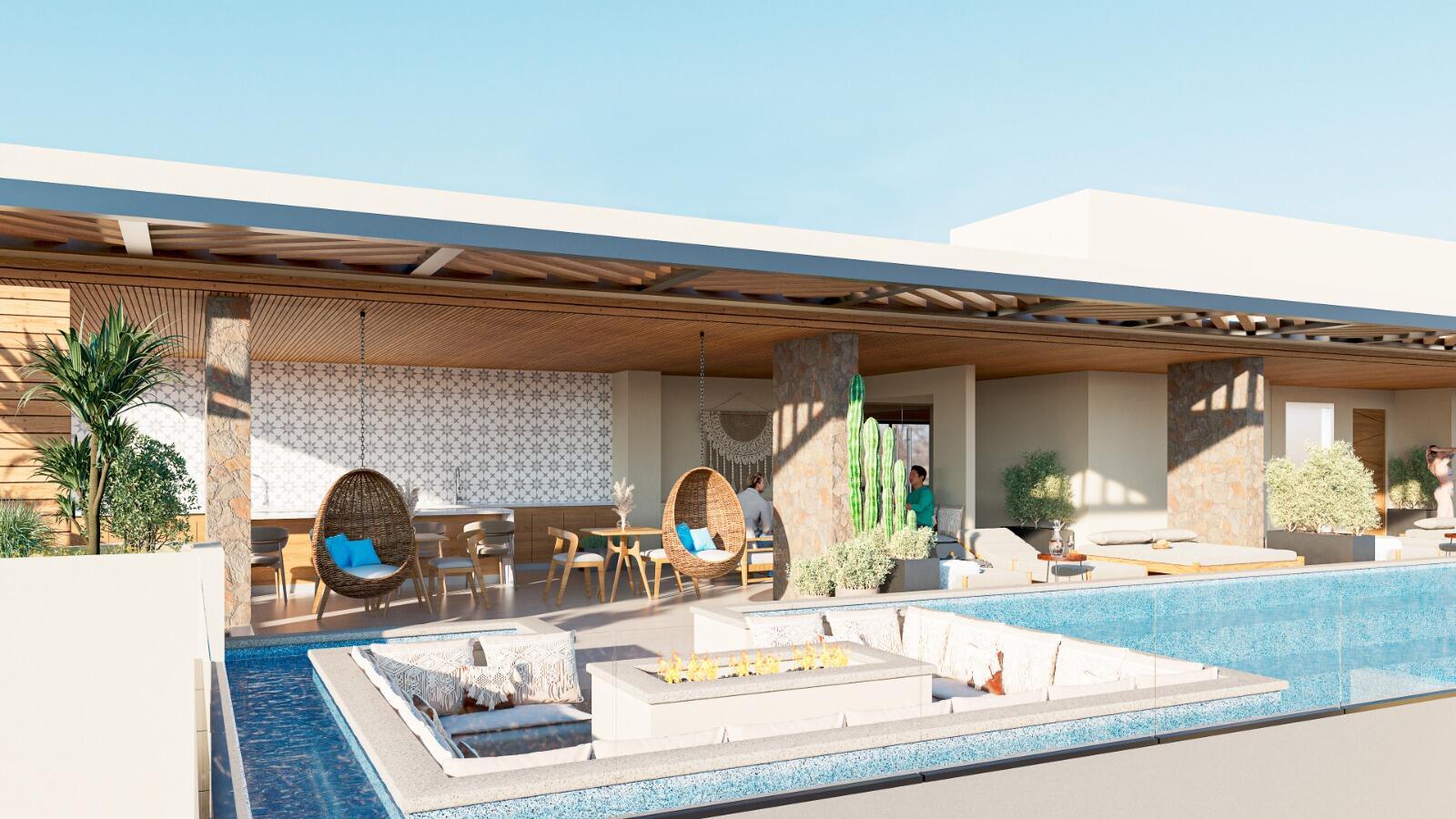 Cabo Luxury Veranda Residences Imagine a boutique community experience with resort amenities VERANDA offers you 18 condo units. 2 towers of 9 units each; three per level. 2 and 3 Bedroom layouts, with double height ceilings. Upscale finishes including: Marble floorings, Granite countertops, Solid wood carpentry in kitchen, doors, closets and bathroom cabinetries. Pocket door.Appliances included: microwave, 6-burner gas range, oven, dishwasher, sink with faucet, water heater and AC mini splits in bedrooms and living space. Garden Level units with Private Patio. Penthouses have Private Rooftop Terrace, including Marble flooring, Grill, Bar, Pergola and Half Bathroom.Community amenities: pool and jacuzzi, guest bathrooms, grill and bar, picnic area, kids area, gym, elevators, guests parking. for sale