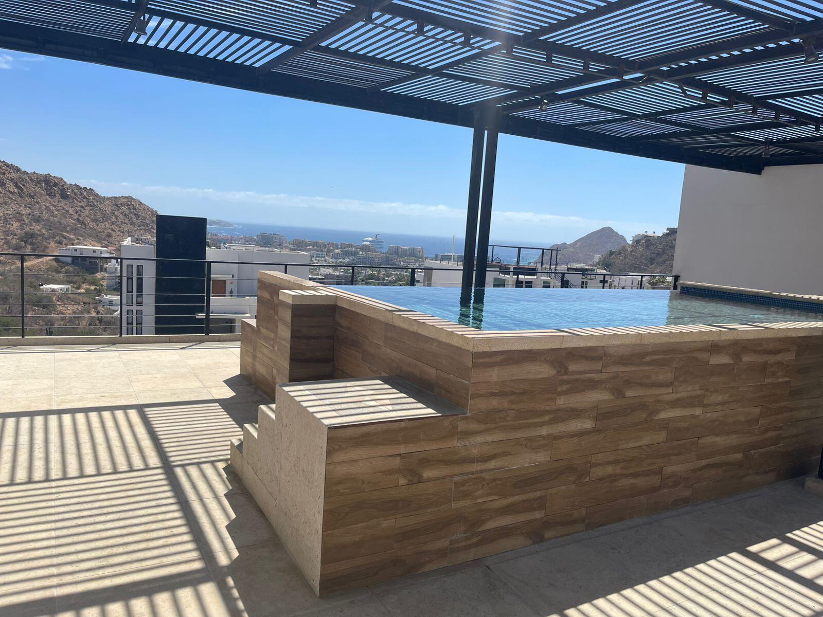 Cabo Luxury Vista Vela Sunset Penthouse fully furnished and turnkey, located in VistaVela Sunset. This PH features spacious interiors, an open-concept living and dining area, and a fully equipped kitchen with appliances included. The unit comes completely furnished, ready to move in or start generating rental income immediately.The highlight of the property is its oversized private rooftop terrace, offering ample space to design and create any concept you envision -- from a lounge area, outdoor kitchen, jacuzzi, or entertainment space. Ideal for those looking to customize their outdoor living experience and maximize the Cabo lifestyle.Amenities:6 swimming poolsFully equipped fitness centerClubhousePadel and pickleball courtsLandscaped gardens and green areasPutting green24/7 gated security for sale
