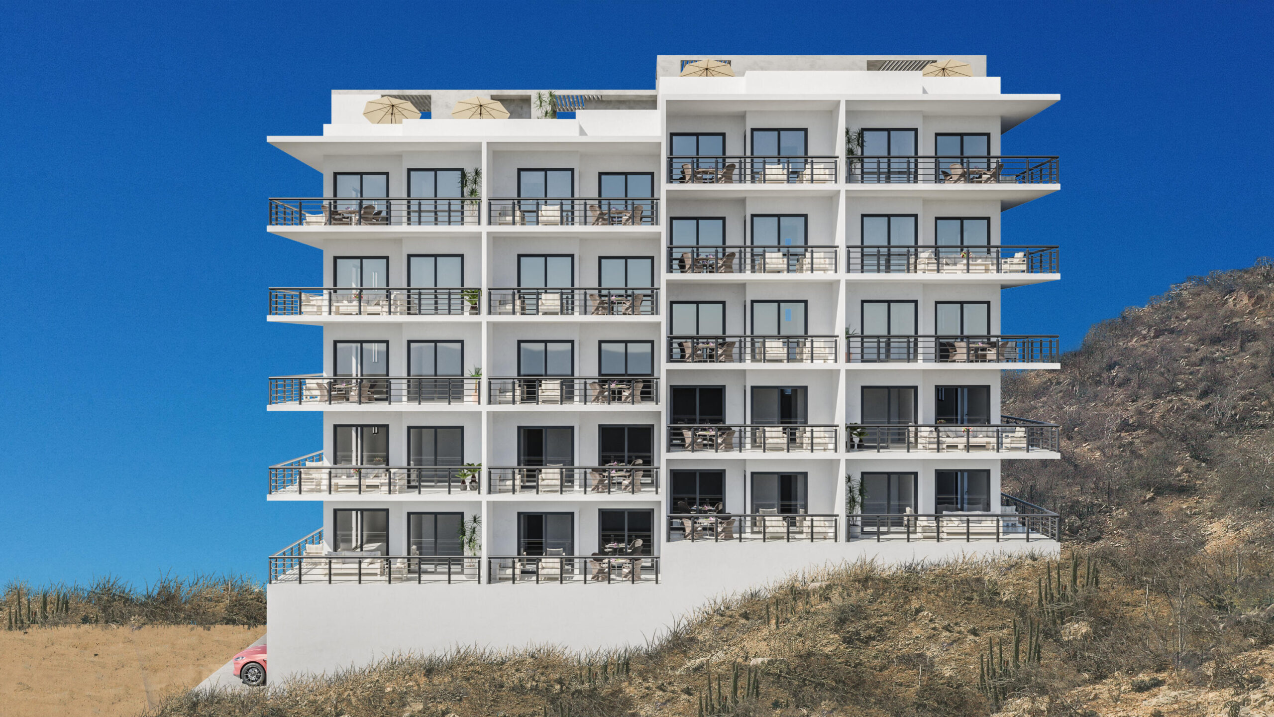 Cabo Luxury Sjd D/Town:General Three-bedroom on the fourth floor. Equipped with appliances and air conditioning, perfect for investment or to live, it is located in the heart of San José del Cabo, you can walk to restaurants, galleries, the beach, shops, not to mention that it is right next to Centenario Avenue which allows easy access to the transpeninsular highway, to the Roas to Puerto los Cabos and Cabo del Este. The building has underground parking, elevator and a rooftop with a beautiful for sale