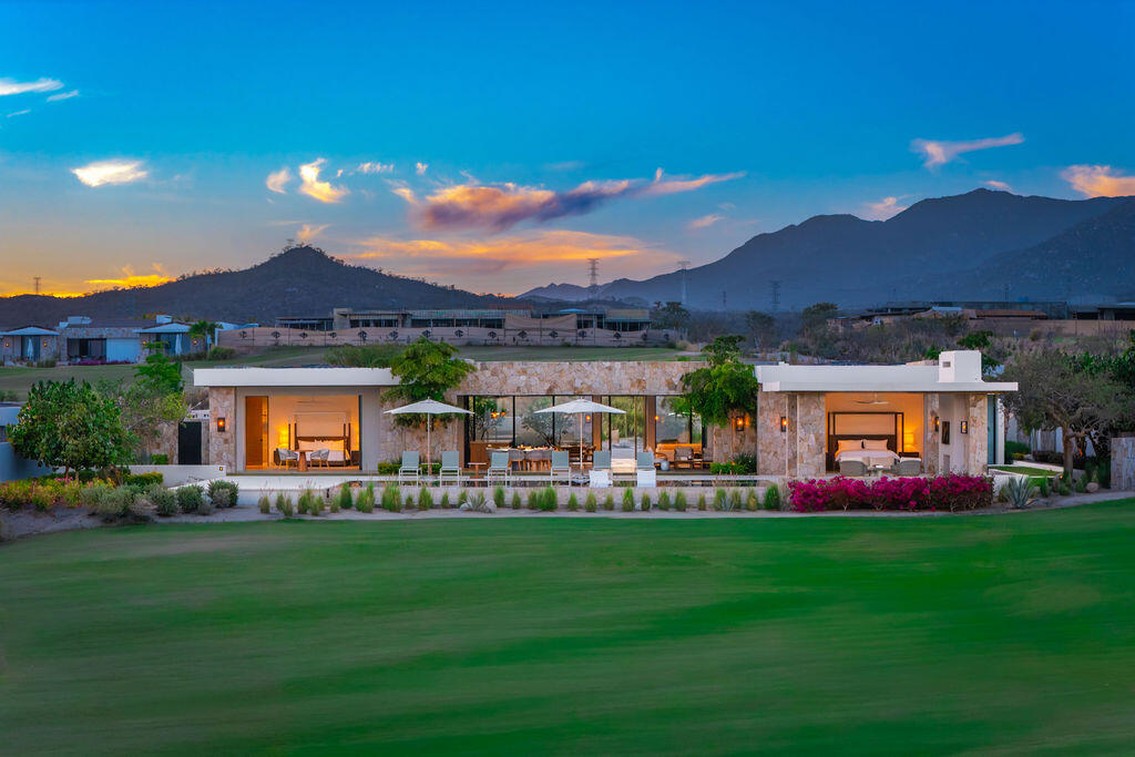 Cabo Luxury Section 4- Las Canadas Discover refined indoor-outdoor living at Cañada 9, set within Querencia, San Jose del Cabo's premier private golf community. Soaring beamed ceilings, walls of pocket glass, and luminous marble floors define an open great room that flows effortlessly to the terrace, infinity-edge pool, and stone-clad water feature -- all framed by panoramic Sea of Cortez and mountain for sale