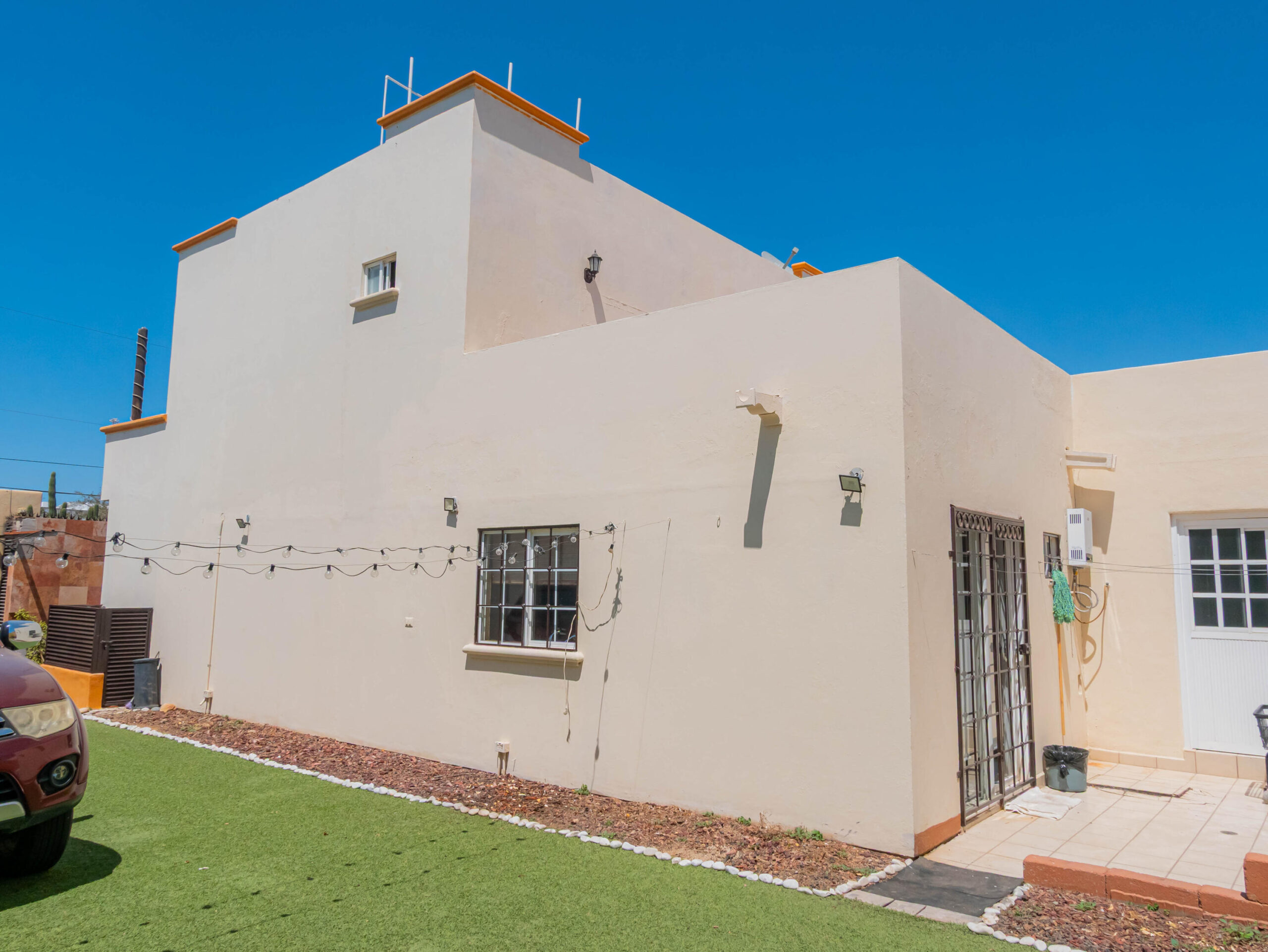 Cabo Luxury 4 De Marzo Casa Belia Investment Opportunity in the Heart of 4 de MarzoWelcome to Casa Belia, a versatile property located in the heart of the popular Colonia 4 de Marzo neighborhood in Cabo San Lucas. Positioned on a highly visible corner lot, this unique property combines residential comfort with commercial potential, making it an excellent opportunity for homeowners, investors, or entrepreneurs.The property features:* A comfortable main house with a spacious outdoor patio* Separate studio space ideal for guests, rental income, or a private office* Commercial/business area with street exposure* Multiple access points and flexible parking options* Gated perimeter for privacy and security* Large tiled courtyard perfect for entertaining or future improvementsIts strategic cor for sale