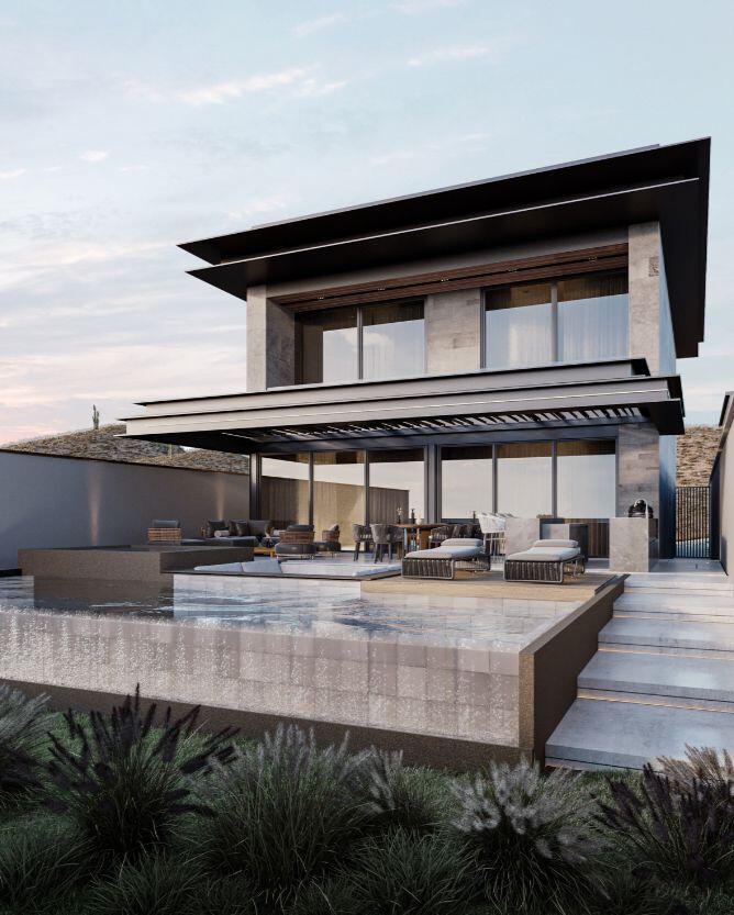 Cabo Luxury Lienzo Charro Experience coastal luxury in this contemporary home at next Quivira Golf Club, Los Cabos. Enjoy your private pool, beautiful garden, and spacious terrace under the Baja California sun.Just 35 minutes from Los Cabos International Airport, 12 minutes from local amenities, and a 5-minute walk to the beach. The community offers a golf club, exclusive amenities, and easy access to shopping.Parking for 2 vehiclesNatural materials facade blending with the landscapeTotal area: 455 m² (315 m² living, 300 m² gardens)Luxurious interiors:Equipped kitchen with islandOpen concept with built-in furniture1 master and 3 secondary bedrooms, each with bath and walk-in closetAmple lighting throughoutExteriorsCovered terrace with golf course for sale