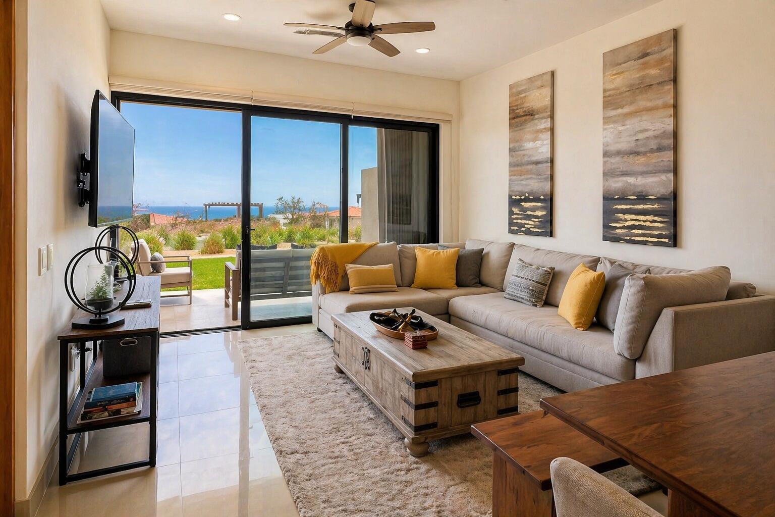 Cabo Luxury Vista Vela Sunset Penthouse fully furnished and turnkey, located in VistaVela Sunset. This PH features spacious interiors, an open-concept living and dining area, and a fully equipped kitchen with appliances included. The unit comes completely furnished, ready to move in or start generating rental income immediately.The highlight of the property is its oversized private rooftop terrace, offering ample space to design and create any concept you envision -- from a lounge area, outdoor kitchen, jacuzzi, or entertainment space. Ideal for those looking to customize their outdoor living experience and maximize the Cabo lifestyle.Amenities:6 swimming poolsFully equipped fitness centerClubhousePadel and pickleball courtsLandscaped gardens and green areasPutting green24/7 gated security for sale