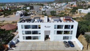 Cabo Luxury Vista Vela Sunset Penthouse fully furnished and turnkey, located in VistaVela Sunset. This PH features spacious interiors, an open-concept living and dining area, and a fully equipped kitchen with appliances included. The unit comes completely furnished, ready to move in or start generating rental income immediately.The highlight of the property is its oversized private rooftop terrace, offering ample space to design and create any concept you envision -- from a lounge area, outdoor kitchen, jacuzzi, or entertainment space. Ideal for those looking to customize their outdoor living experience and maximize the Cabo lifestyle.Amenities:6 swimming poolsFully equipped fitness centerClubhousePadel and pickleball courtsLandscaped gardens and green areasPutting green24/7 gated security – View Condo, Cabo Corridor, BS