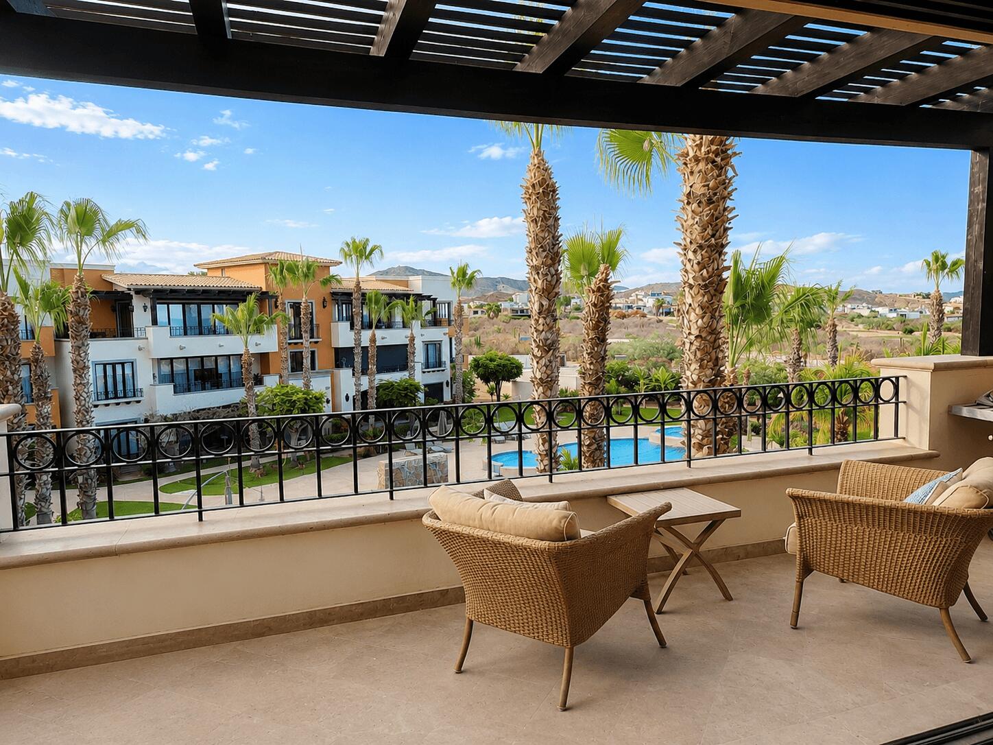 Cabo Luxury Villas De México Choya 6 is a top-floor penthouse with 2 bedrooms and 2 bathrooms within Las Villas de México at the Club Campestre Master Development in San José del Cabo. The elevated position offers unobstructed – CHOYA 6, LAS VILLAS DE MEXICO, San Jose del Cabo, San Jose del Cabo, BS