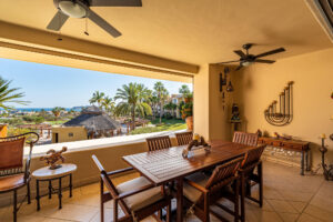 Cabo Luxury Gardenias Wake up to Baja sunrises from your primary bedroom's private balcony, or host friends on the main terrace overlooking the ocean and fairways from your 2 bedroom condo. Enjoy premium amenities like pickleball courts, a pool, jacuzzi, and a gym. Whether you are hitting the championship course in the morning, playing pickleball with neighbors, or just relaxing under the community palapa, the lifestyle here is completely effortless. This is an ideal match for those looking to downsize the maintenance while keeping the luxury lifestyle. The interior features brand new appliances and zero maintenance hassle. A big plus: it includes a valuable, large private garage perfect for your vehicle and golf gear. – Gardenias, San Jose Corridor, BS