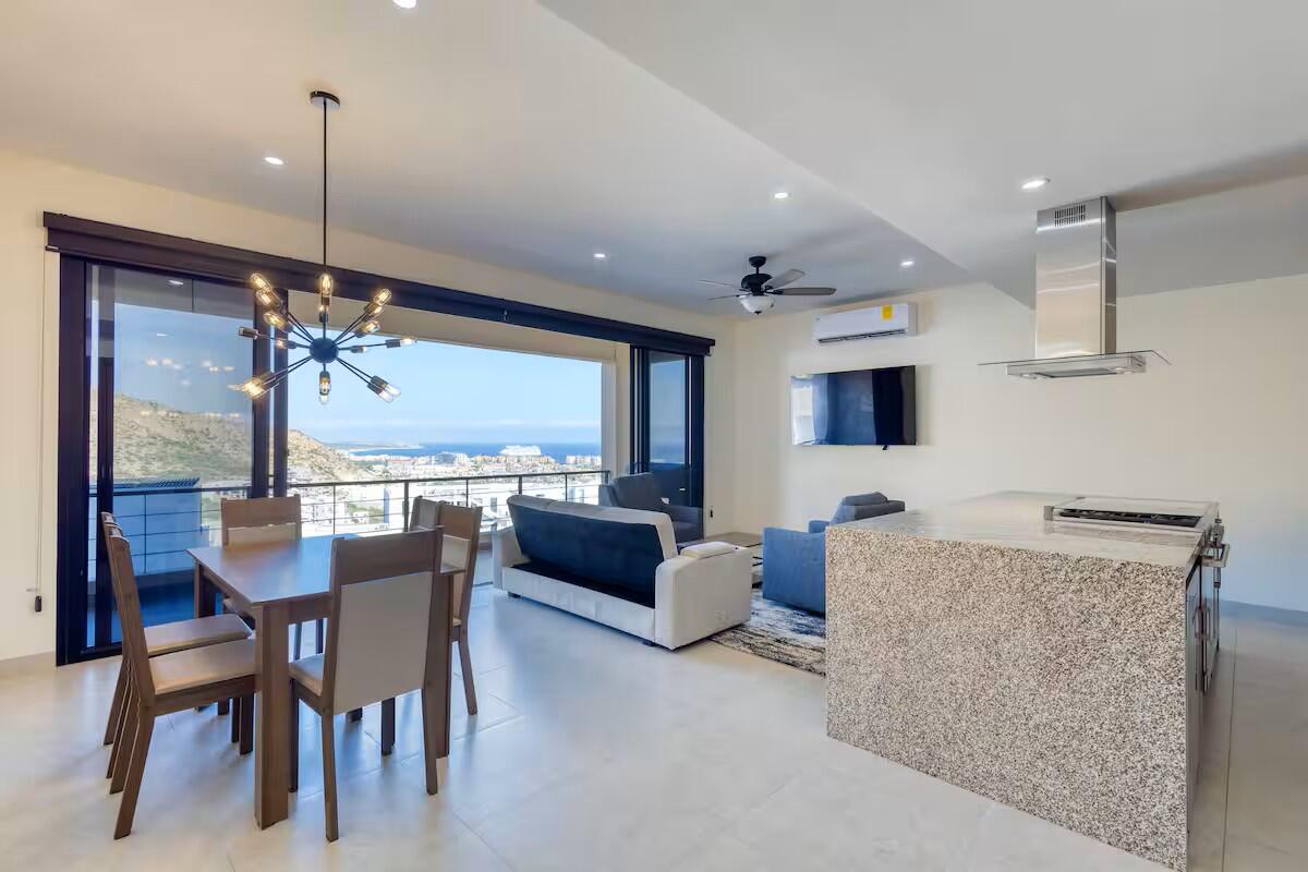 Cabo Luxury Luxotica Iii Welcome to Sunset Corner Condo 201, a bright and inviting second-floor corner unit in the growing Sunset area of Cabo San Lucas. This 2-bedroom, 2-bathroom condo features an open-concept layout, high ceilings, abundant natural light, and pleasant city and mountain – Loma Alta, Luxotica III, Cabo San Lucas, BS