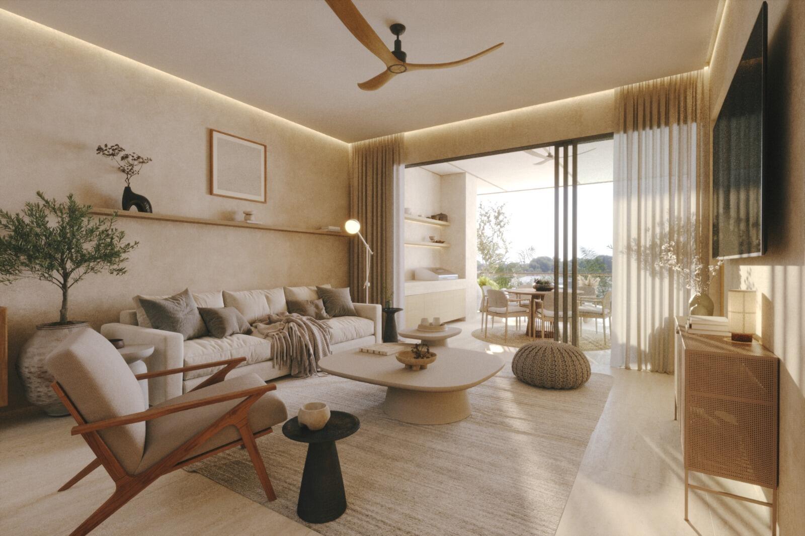 Cabo Luxury The Canyon Entre Piedras This is a stunning 2-bed, 2.5-bath ground floor pent-garden condo at The Canyon. Thoughtfully designed with elegant finishes, it features a private patio garden and seamless indoor-outdoor living. Located in El Tule and designed by the acclaimed Artigas firm, this residence also includes a special gift. Buyers' choice of a 6-seater Canam, a two-seater side by side, or a 4-seater golf cart for desert adventures! Optional Canyon Club membership is available, providing access to Wild Canyon, Hilton Beach Club, and Wild Bay. Enjoy access to exclusive amenities including 3 pools, a wellness center, a cold plunge, a golf/sports simulator, and a Moduvated fitness center. Visit us for your exciting Canam tour today! – Lomas Del Tule, San Jose Corridor, BS